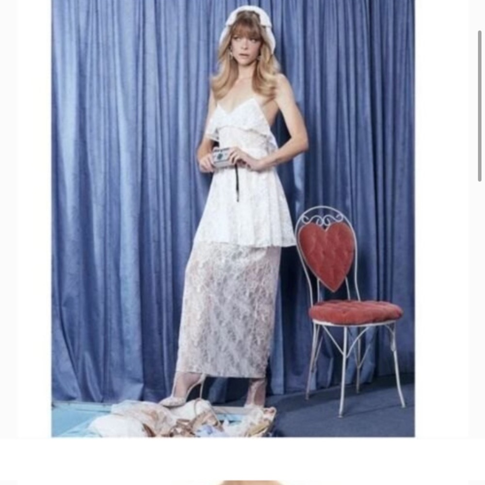 COPY - For Love & Lemons X Jaime King White Lace Tiered Sheer Maxi Dress NWT SZ…